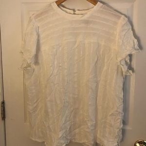 Loft white lined crew neck blouse